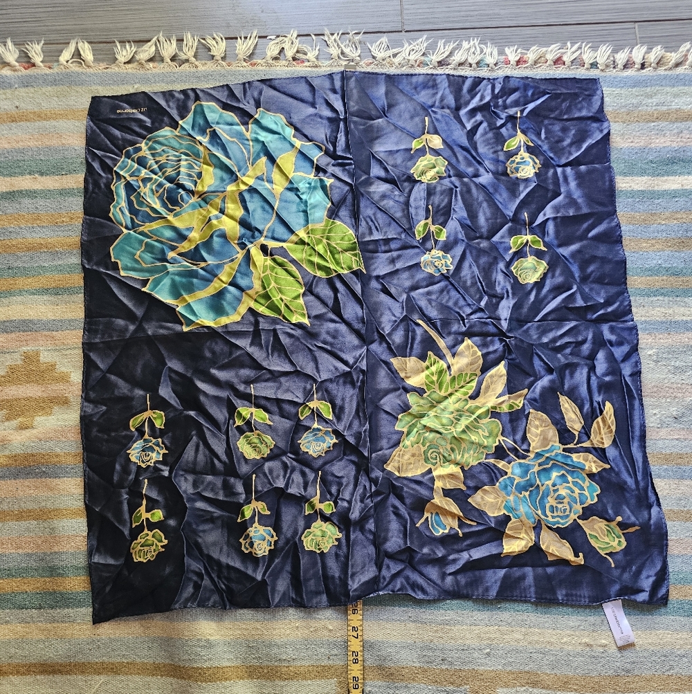 Vintage Liz Claiborne Floral Silk Scarf 26x26